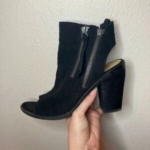 Dolce Vita Open Toed Suede Booties Size 8 Black Boots